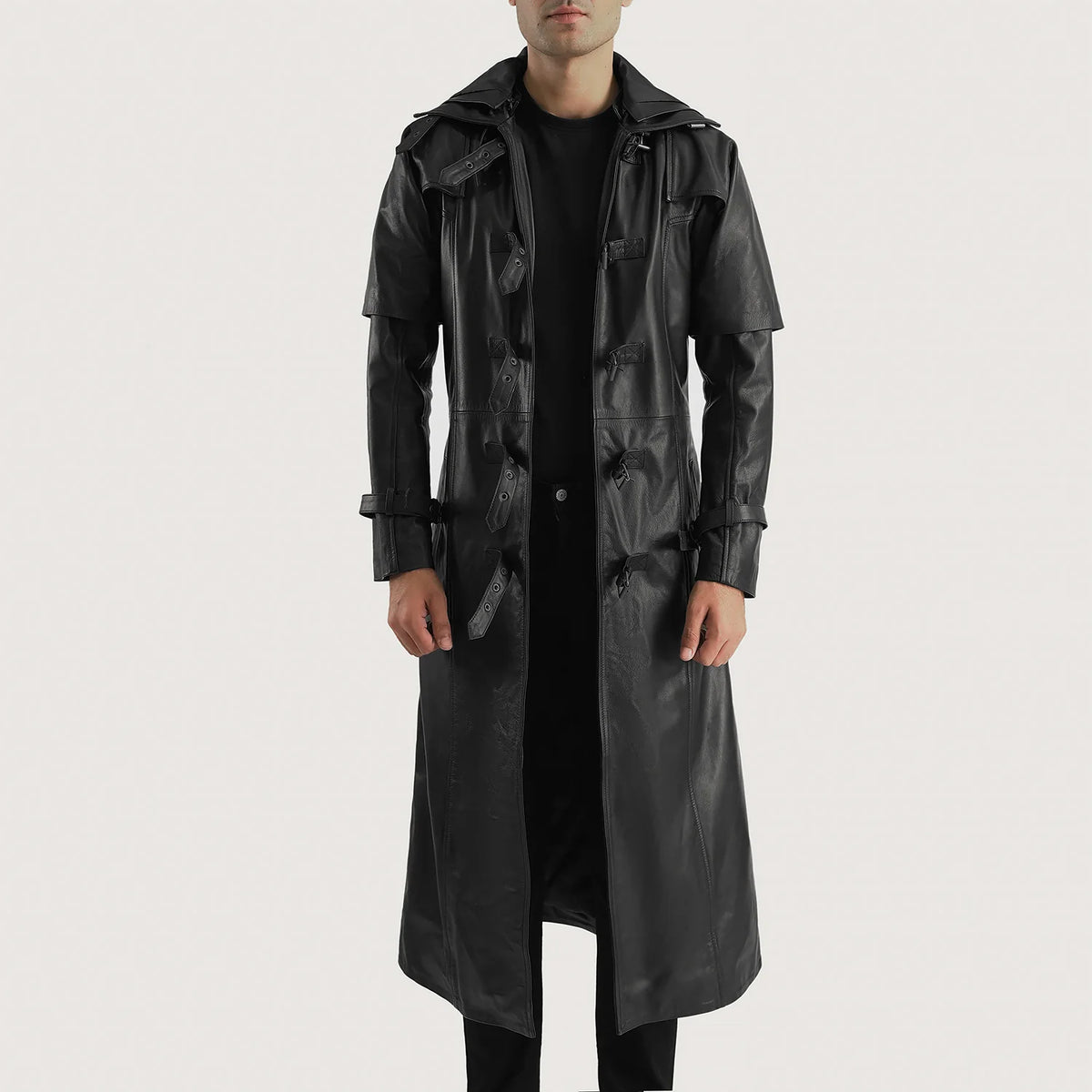 Leather Trench Guy Wearing Trench Coat Men's Slim Fit Classic