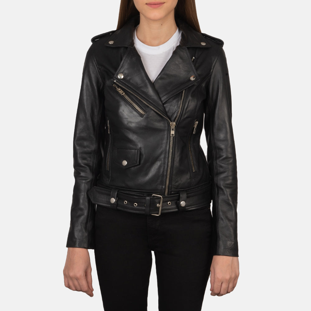 Ladies leather biker jacket size 20 top