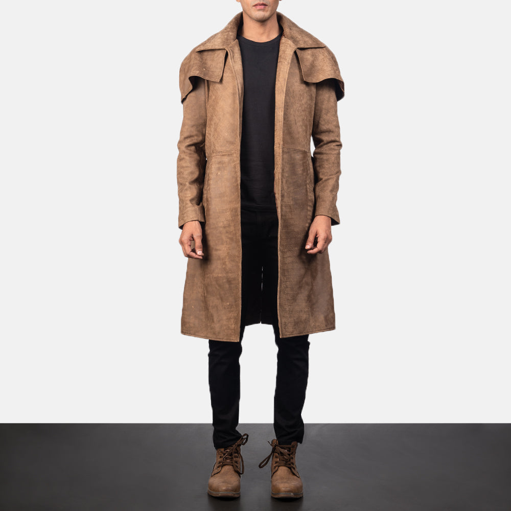 Men's Army Brown Leather Duster – The Jacket Maker