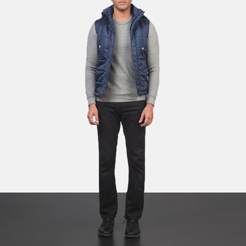 Men's Fuston Blue Hooded Puffer Vest – The Jacket Maker